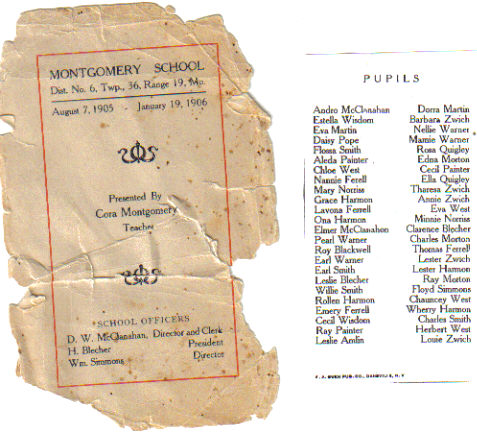 Montgomery School, 1905 pupil list